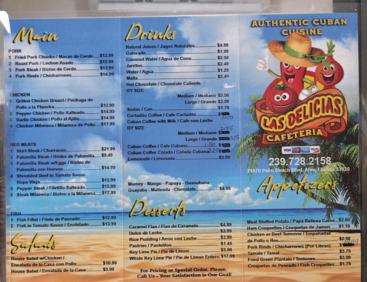 Cafe' Cubano menu board