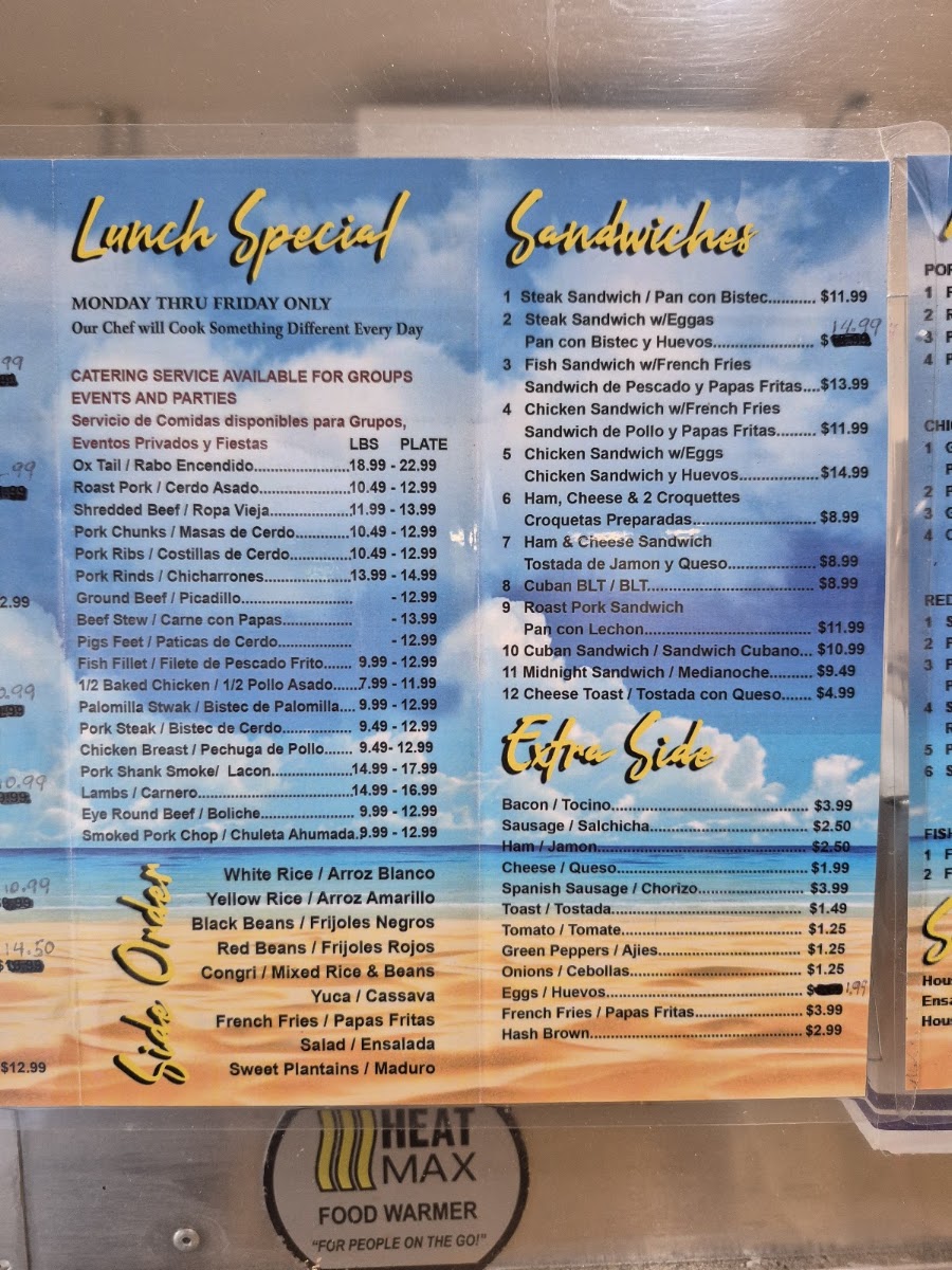 Cafe' Cubano menu board