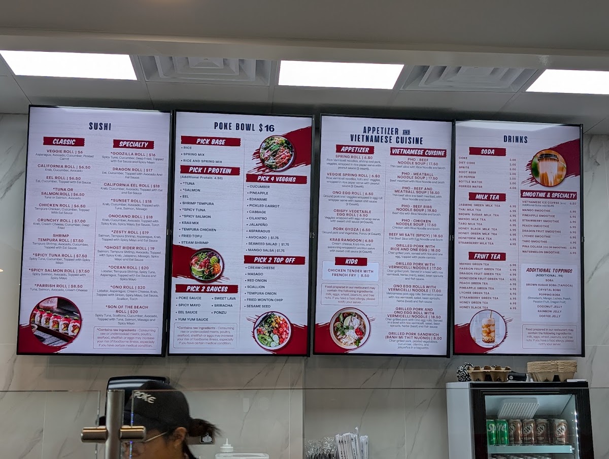 Ono Poke - Parrish, FL menu board
