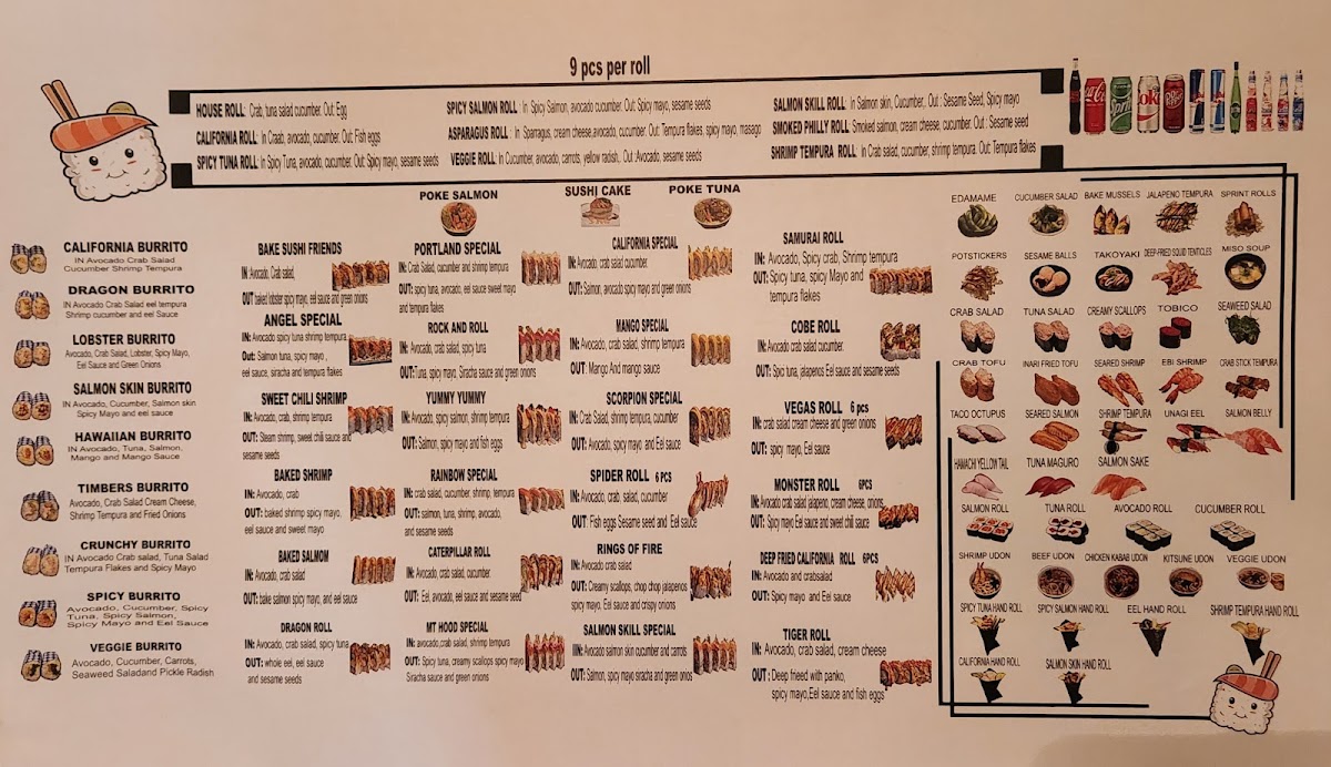 Sushi & Friends (St. Johns) menu board