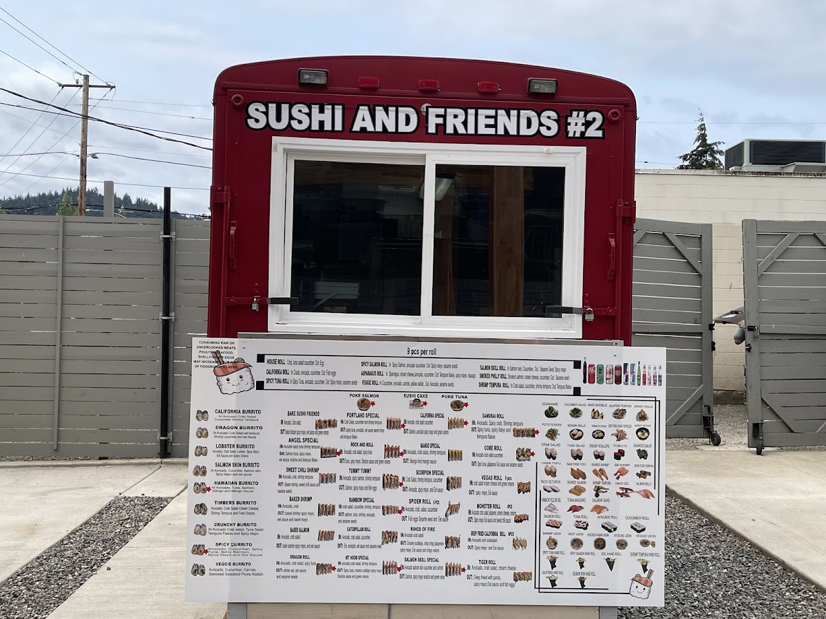 Sushi & Friends (St. Johns) menu board