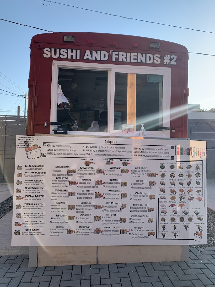 Sushi & Friends (St. Johns) menu board
