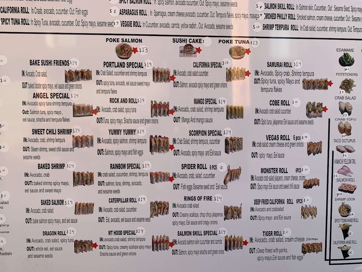 Sushi & Friends (St. Johns) menu board