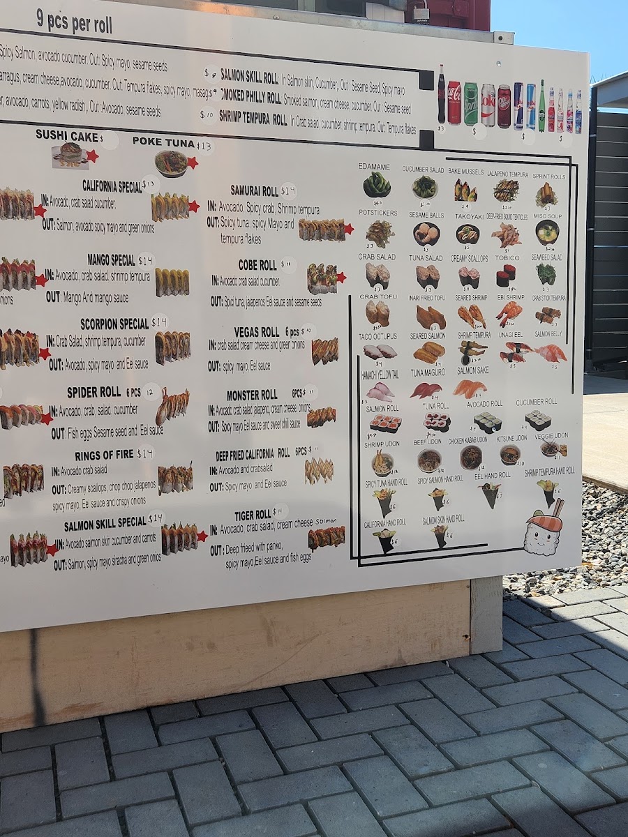 Sushi & Friends (St. Johns) menu board