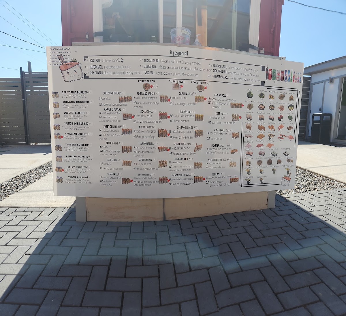 Sushi & Friends (St. Johns) menu board