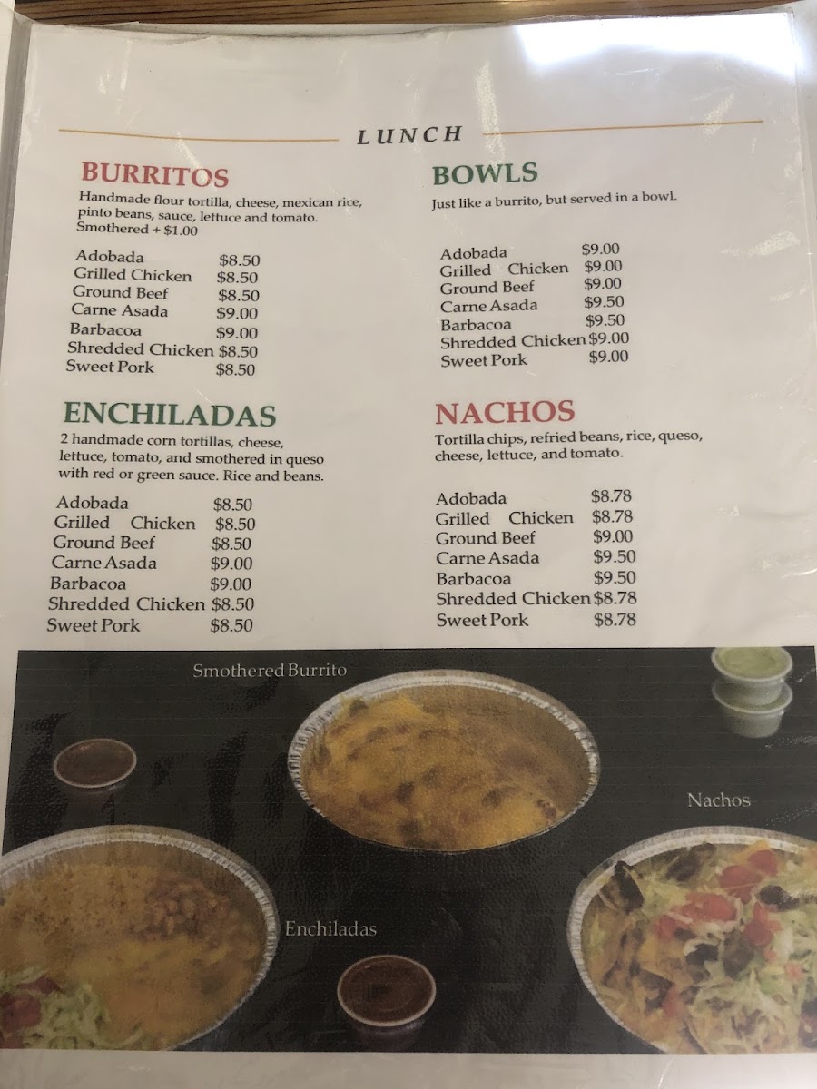 Papa Nachos menu board