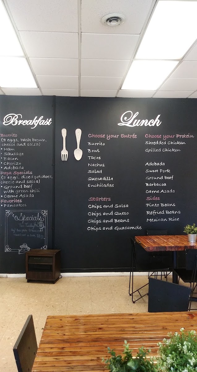 Papa Nachos menu board
