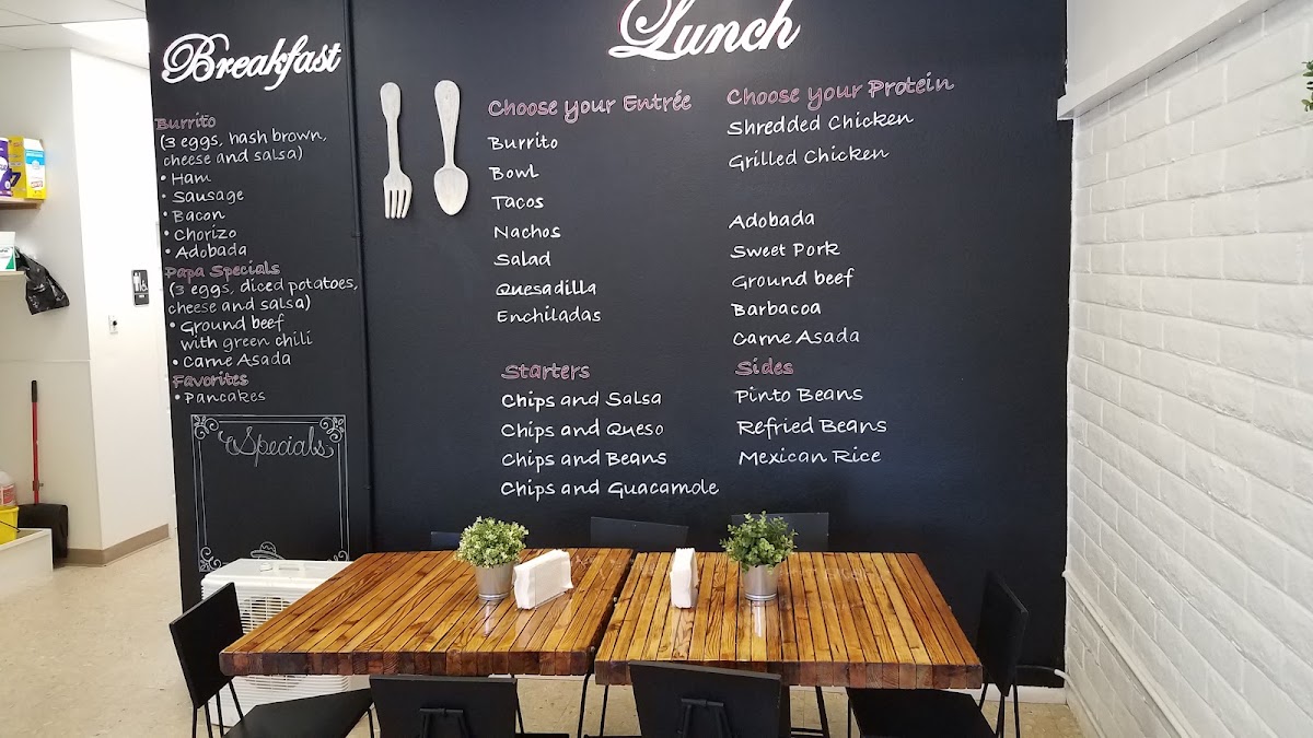 Papa Nachos menu board
