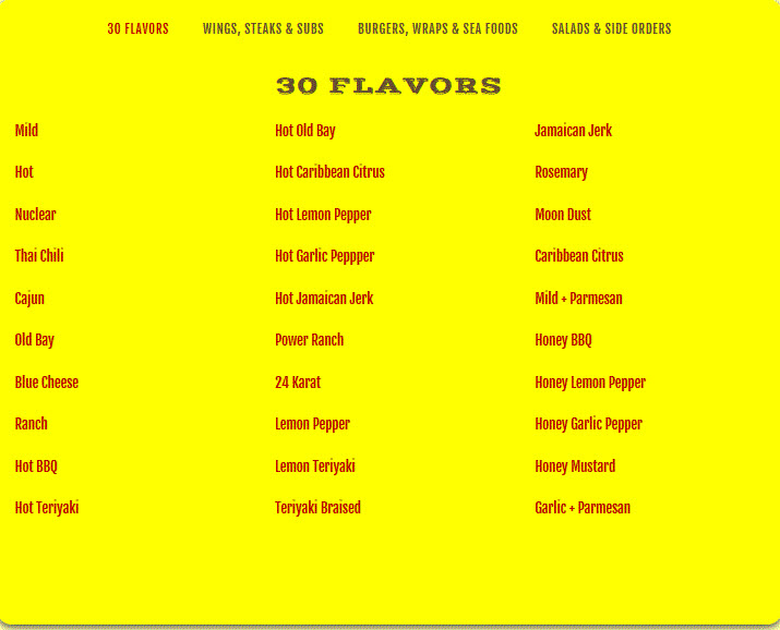 America's Best Wings - Seat Pleasant menu board