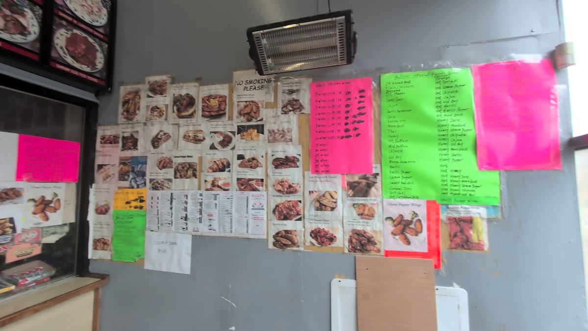 Bally's Carry Out menu board