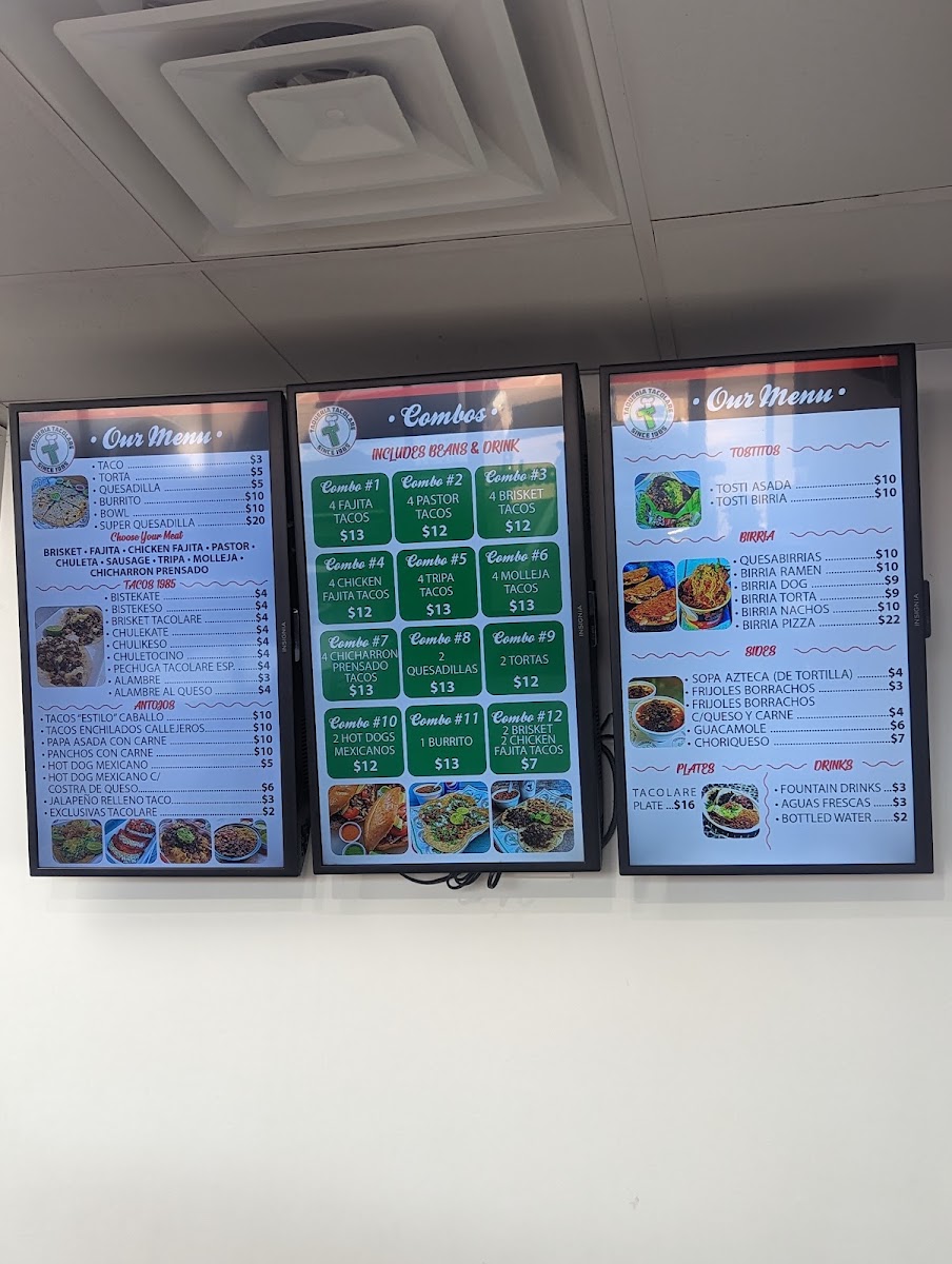 Tacolare Mcpherson menu board