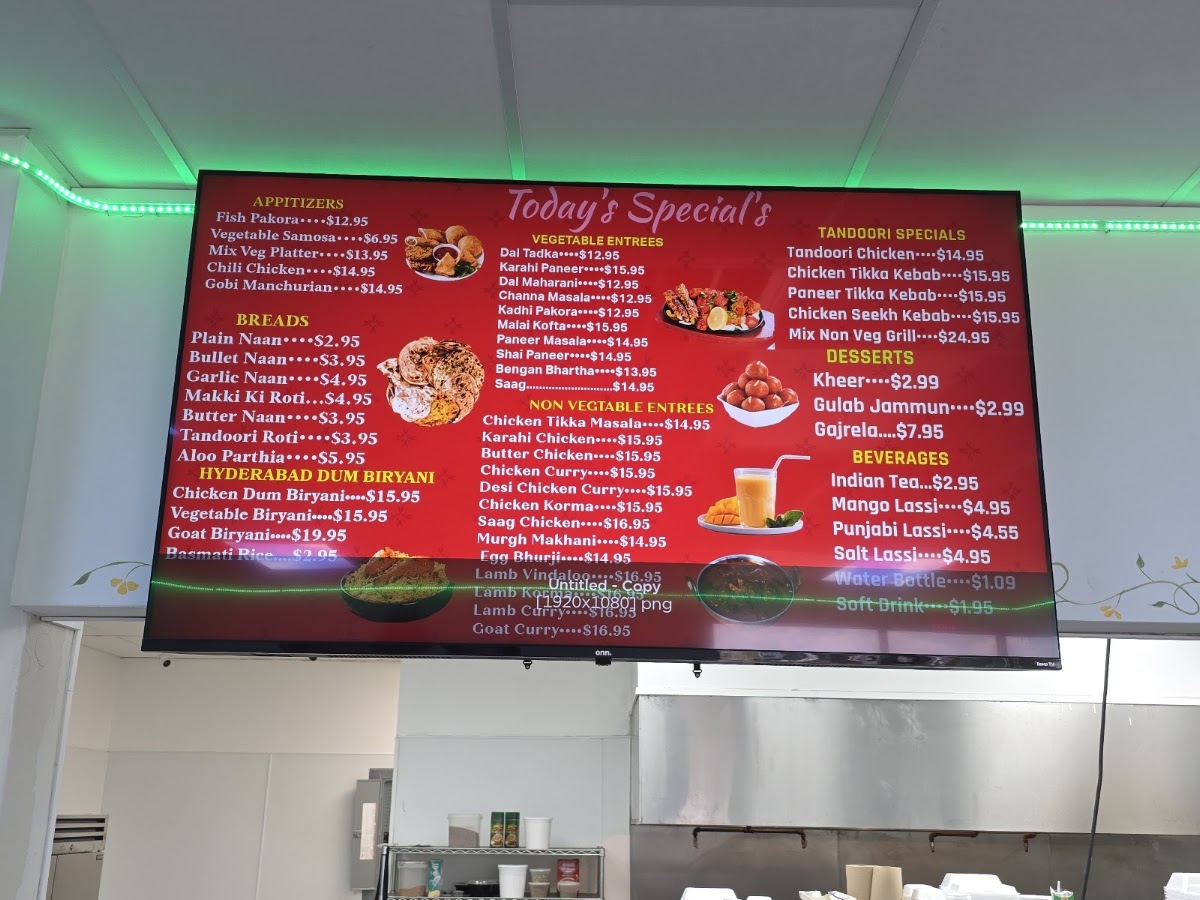Punjabi Dhabba menu board