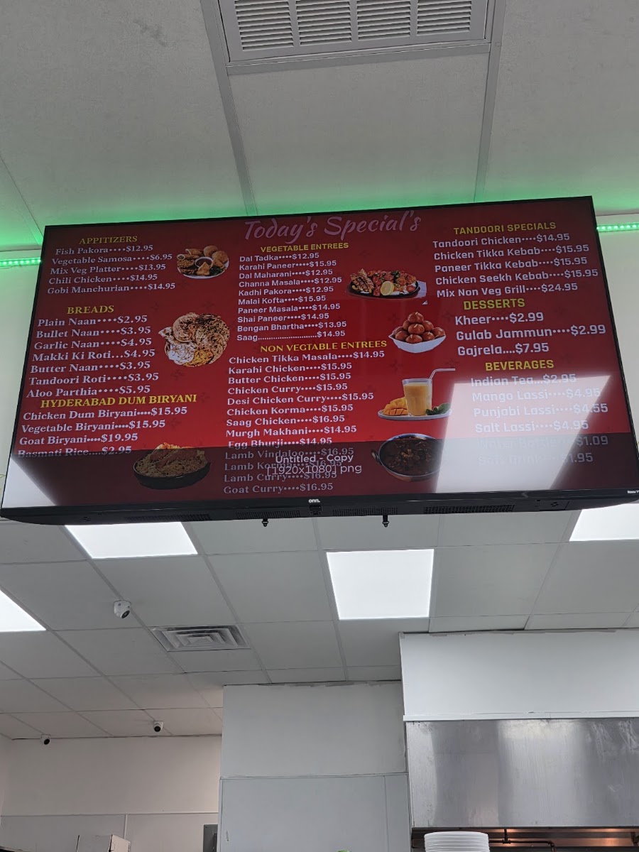 Punjabi Dhabba menu board