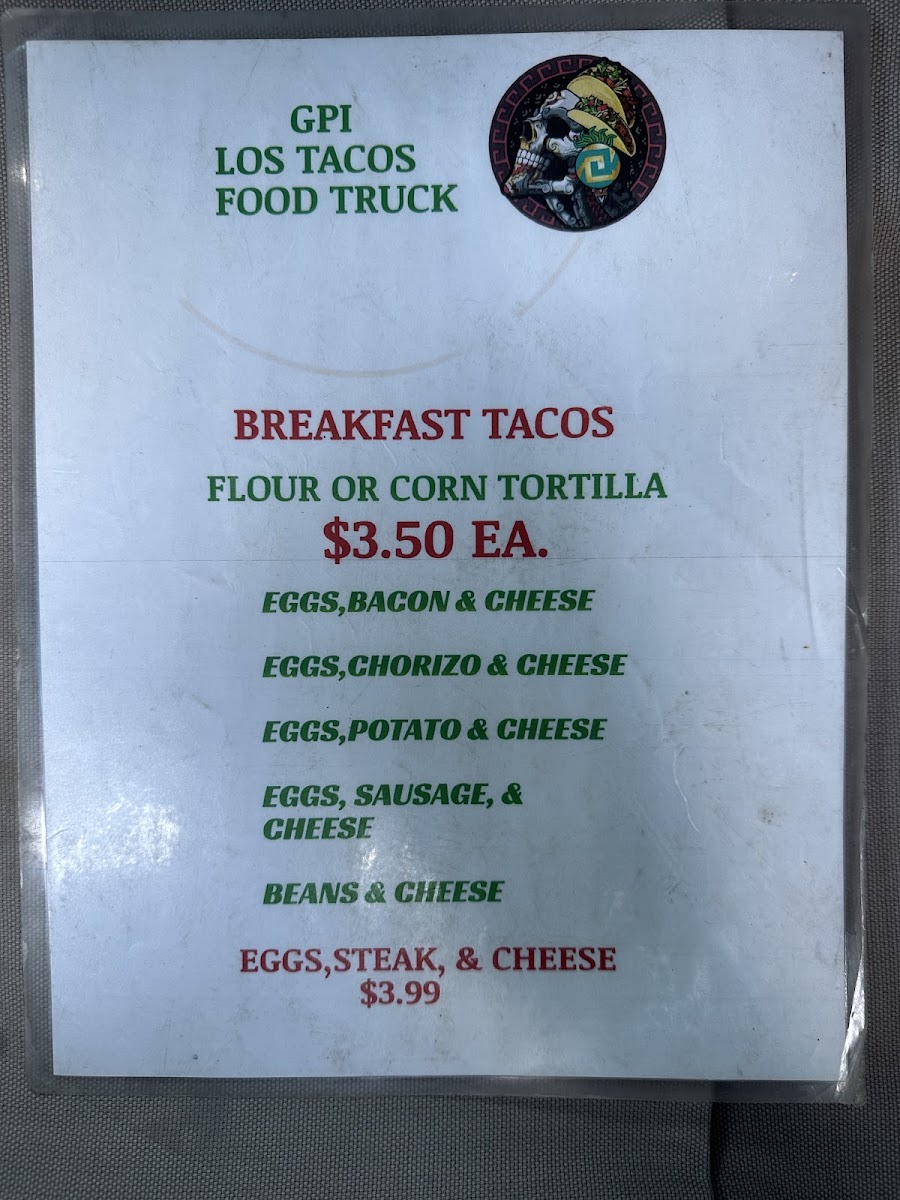 GPI Los Tacos / Mobile FOOD TRUCK menu board