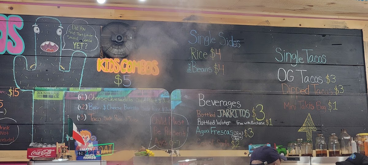 Chubby Cactus Tacos menu board