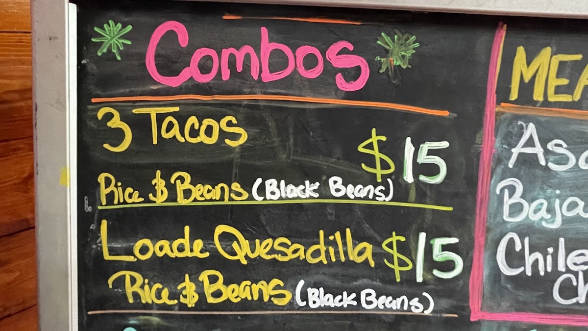 Chubby Cactus Tacos menu board