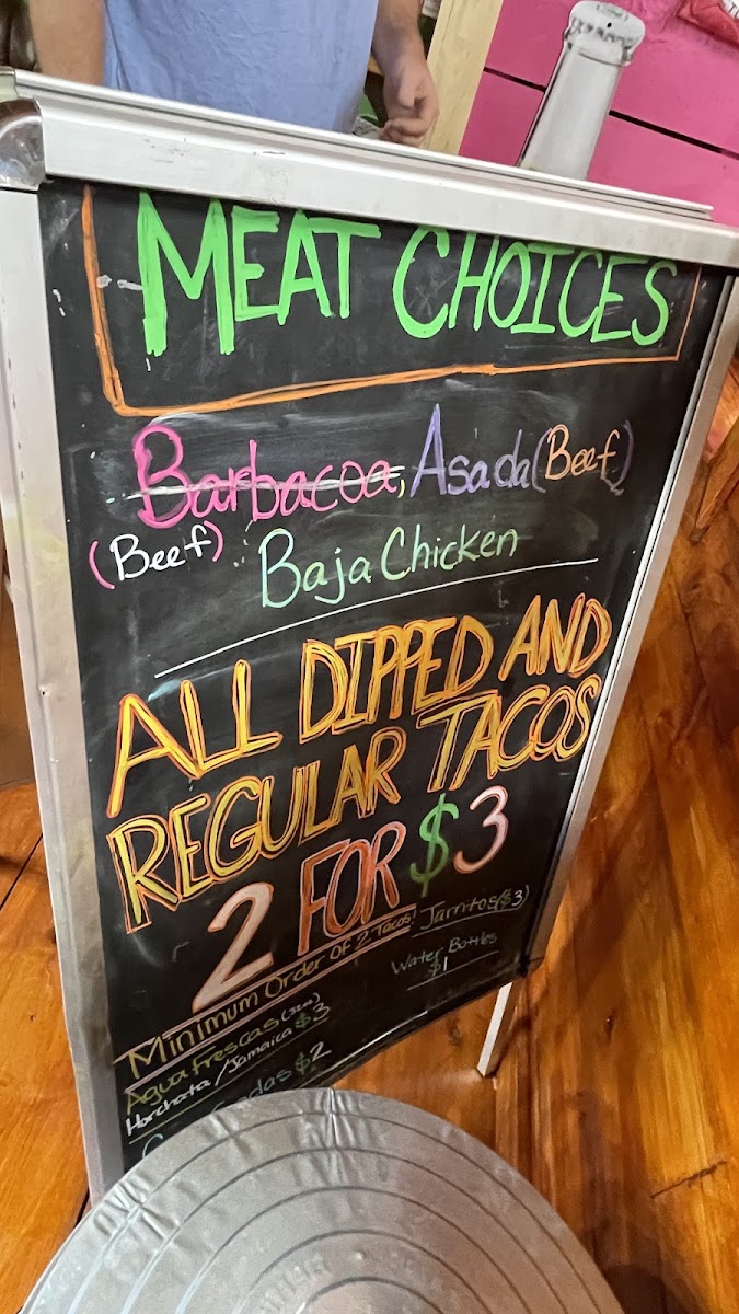 Chubby Cactus Tacos menu board