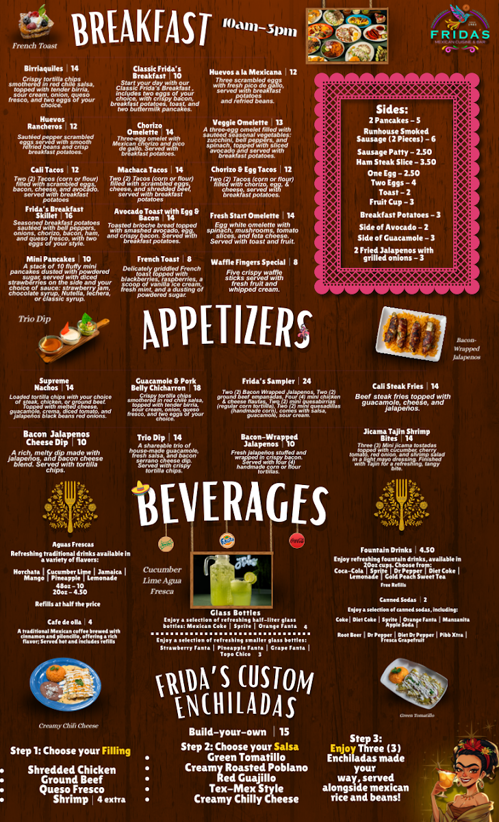 Frida's Mexican Cuisine & Bar menu board