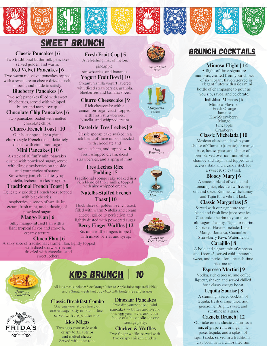 Frida's Mexican Cuisine & Bar menu board