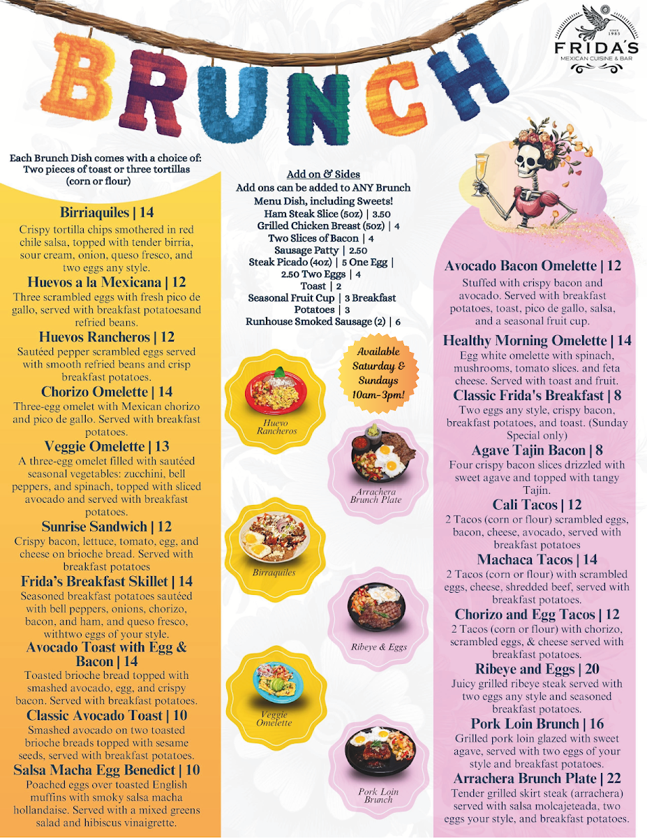 Frida's Mexican Cuisine & Bar menu board