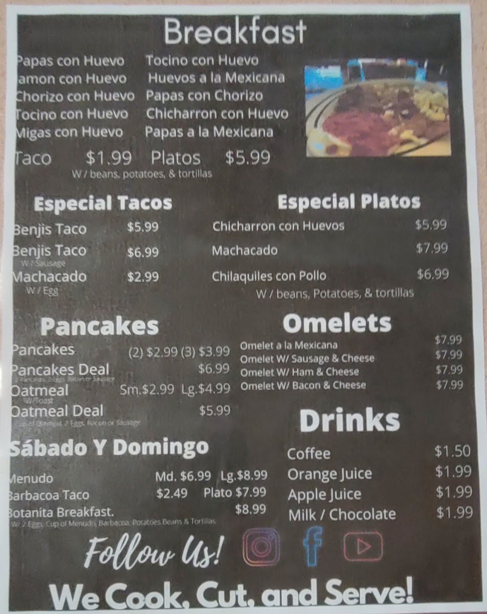 Benji's BBQ menu board