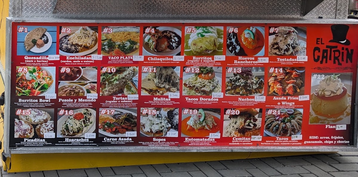 Cathedral Park Food Carts menu board