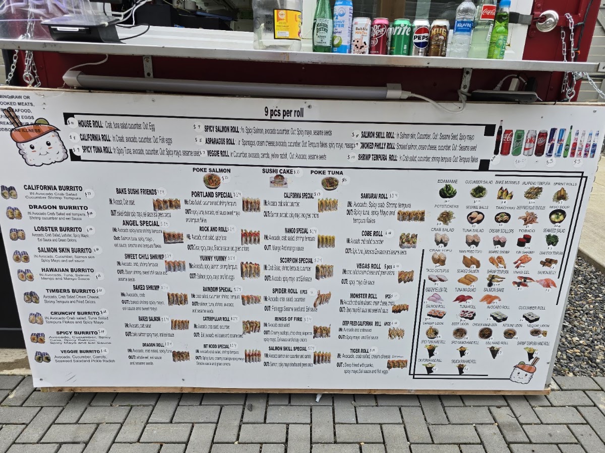 Cathedral Park Food Carts menu board