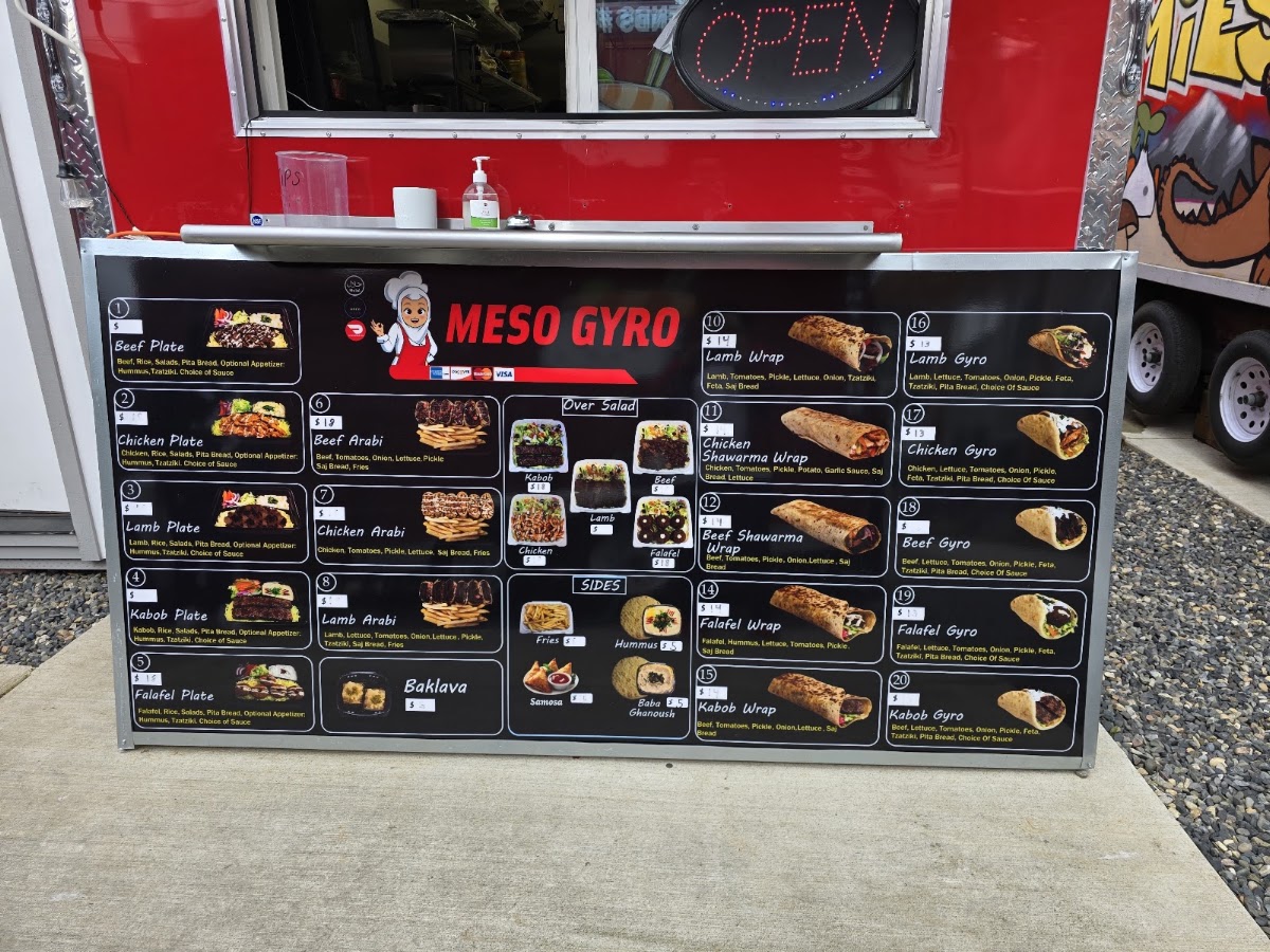 Cathedral Park Food Carts menu board