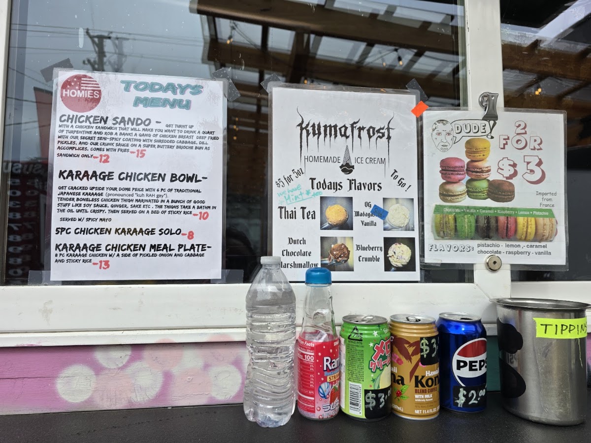 Cathedral Park Food Carts menu board