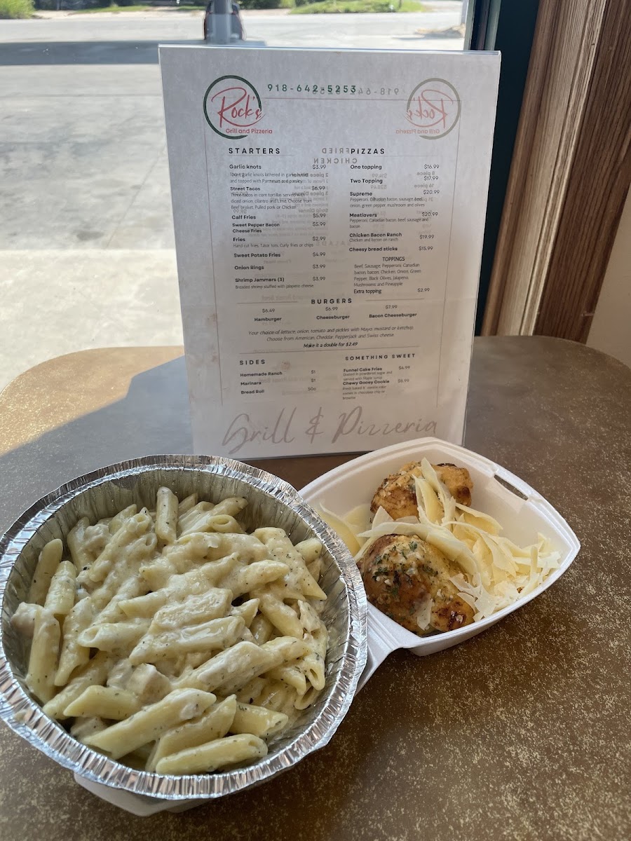 Rock's Grill & Pizzeria menu board