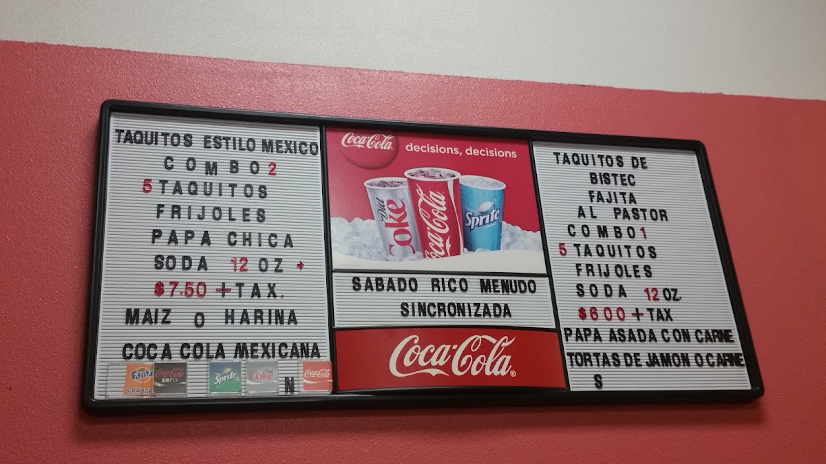 El Tocayito menu board