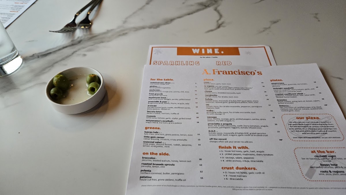 A. Francisco's menu board