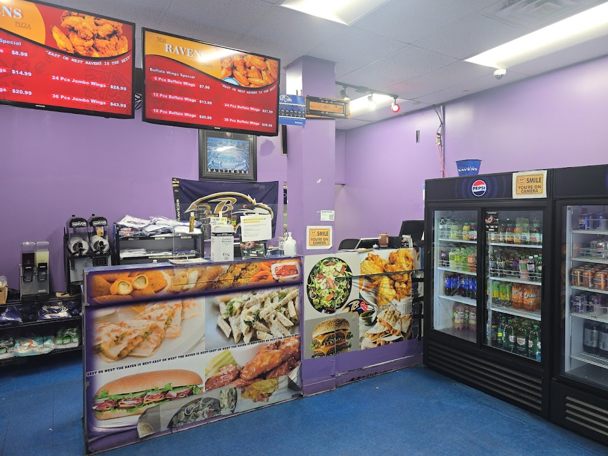 New Ravens Pizza menu board