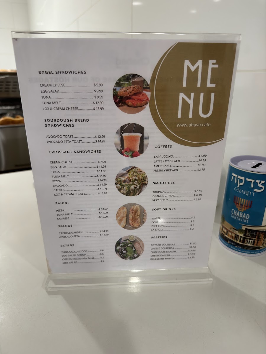 Ahava Cafe menu board