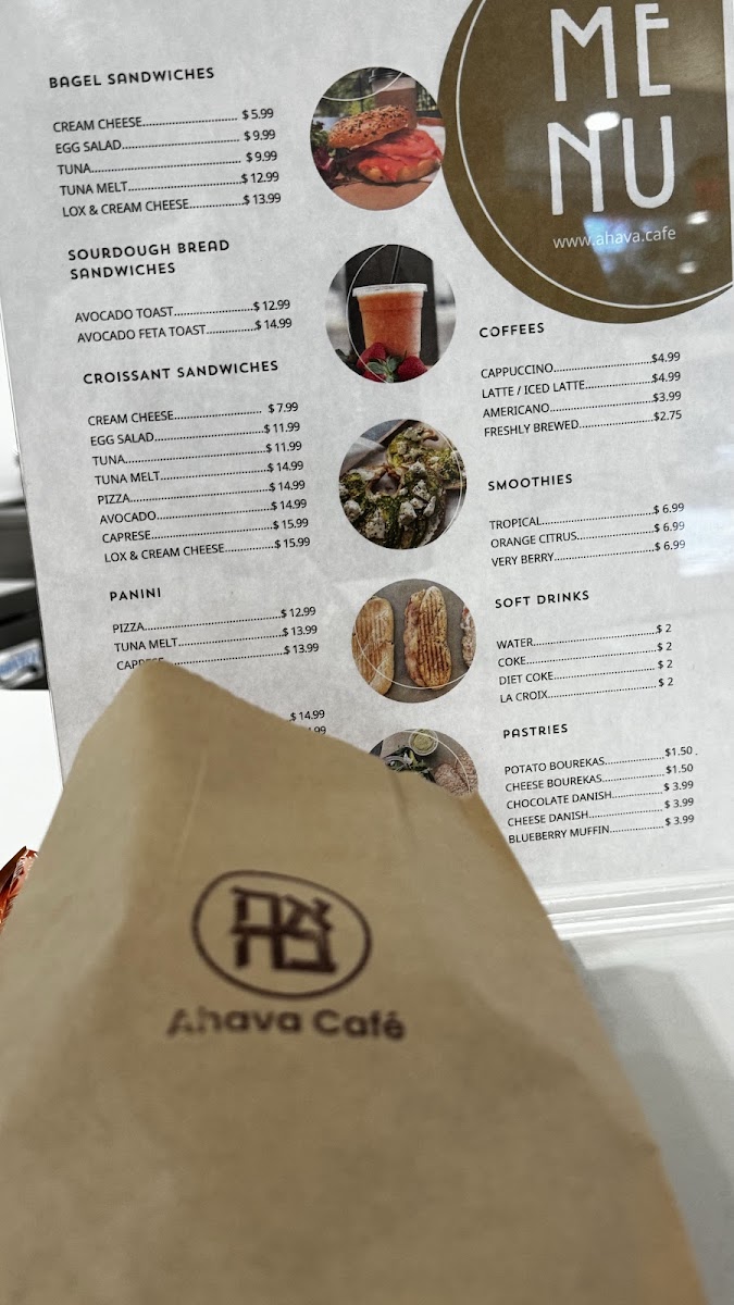 Ahava Cafe menu board