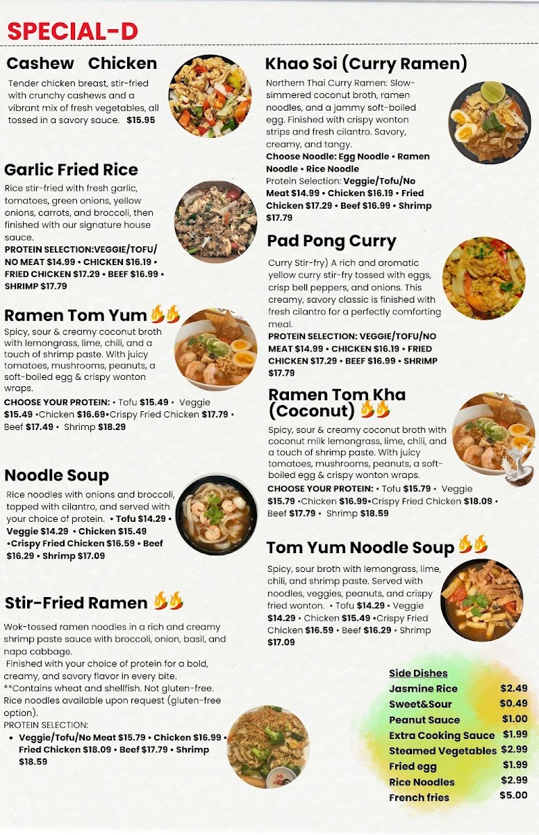 Thai Smile menu board