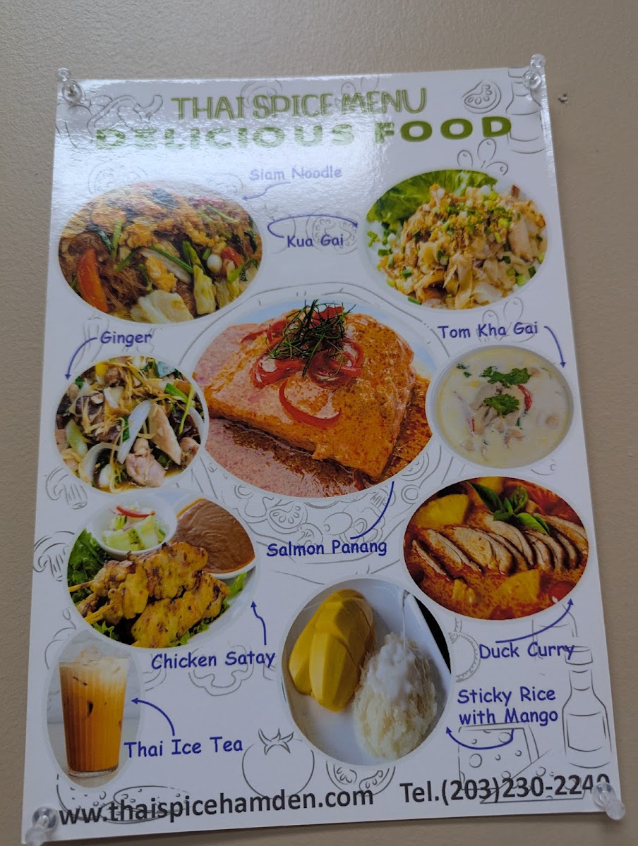 Thai Spice Restaurant menu board