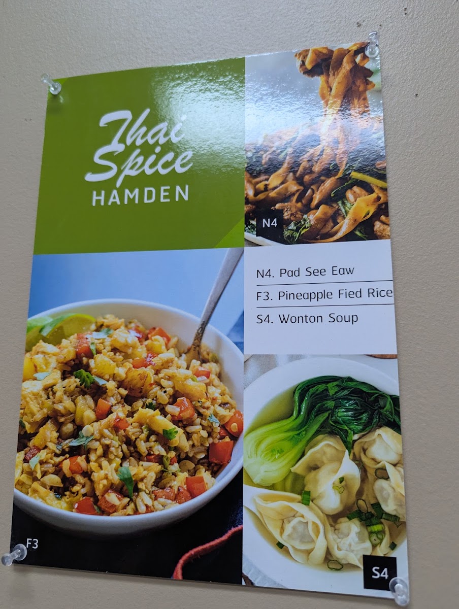 Thai Spice Restaurant menu board