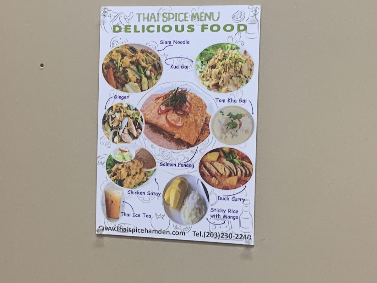 Thai Spice Restaurant menu board