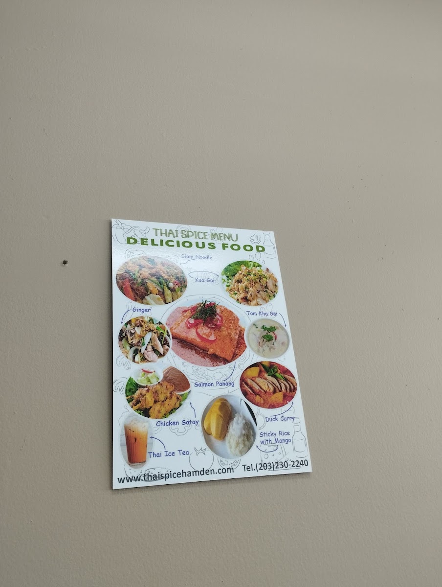 Thai Spice Restaurant menu board