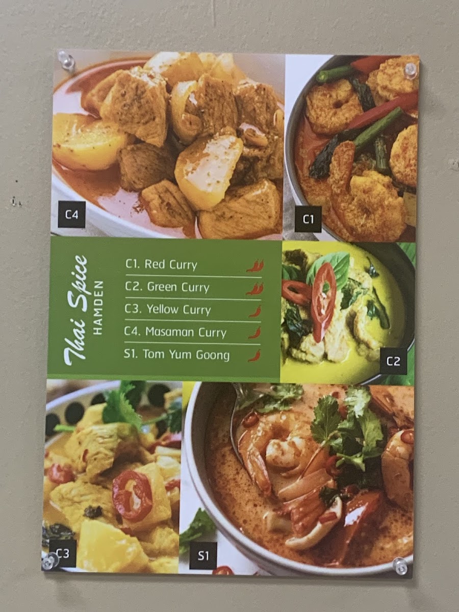 Thai Spice Restaurant menu board