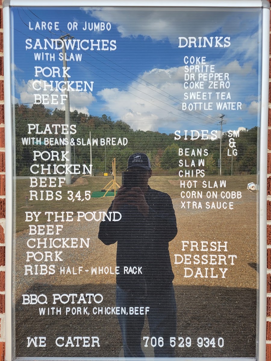 Brick House BBQ menu board